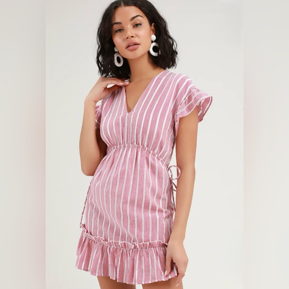The Fifth Label Kite Stripe Red and White Striped Ruffles Dress Size Medium, 6 - Picture 8 of 16